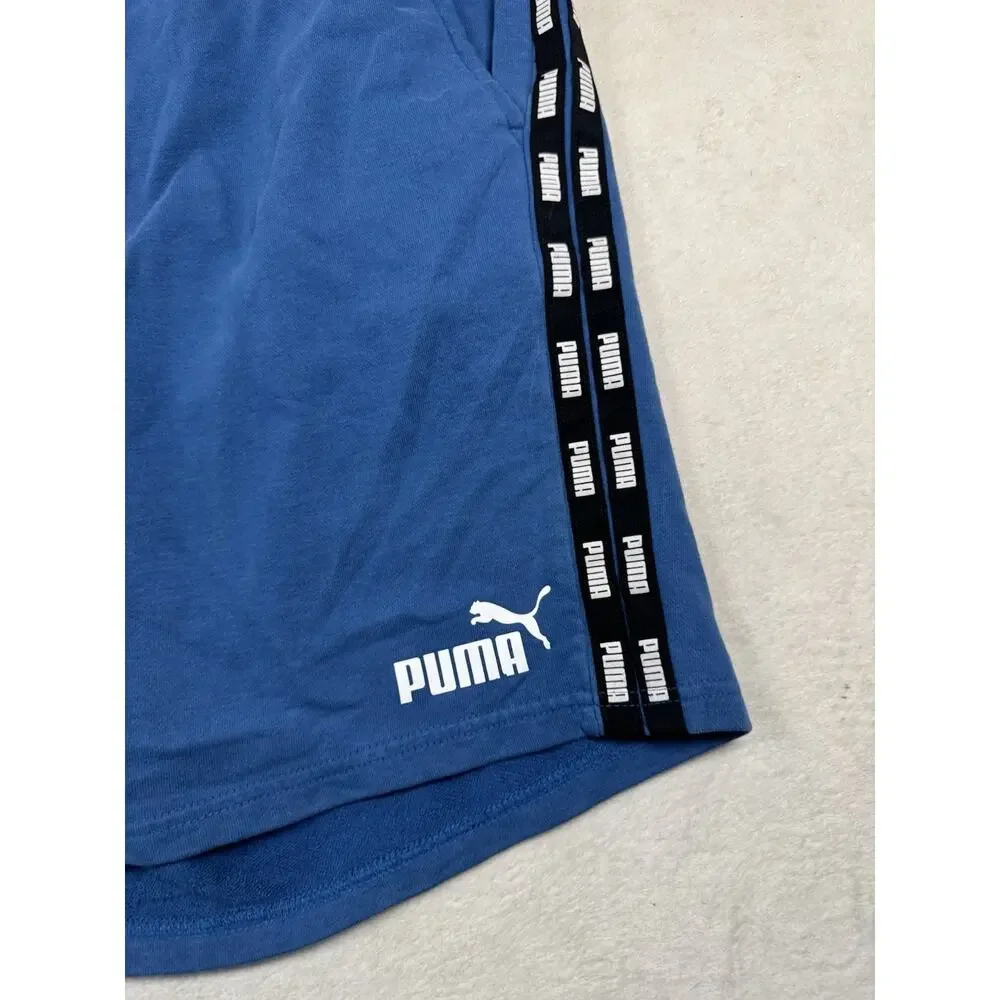 Puma Men’s Blue Fleece Shorts Logo Tape Side XL Athletic Lounge Sweat Shorts